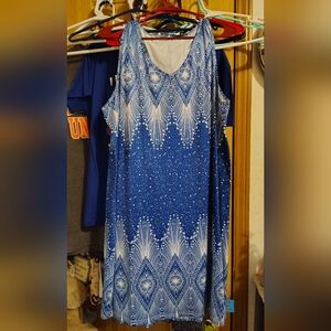 Vibrant Blue and White Patterned Dress